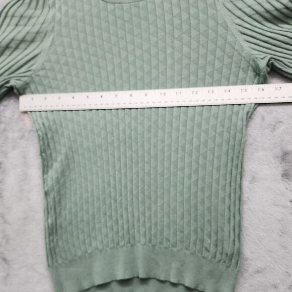 Marled Sweater Womens XS Green Crew Neck Half Sleeves Pullover Stretch Knit - Picture 6 of 8